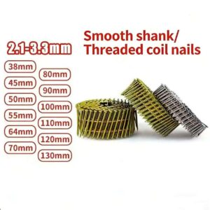 High-efficiency threaded handle smooth nail tools and hardware tools for construction and woodworking applications
