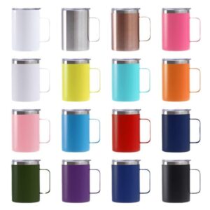 Cross-border export 304 stainless steel vacuum insulated 24-ounce office coffee cup with handle, BPA-free, in compliance with FDA standards