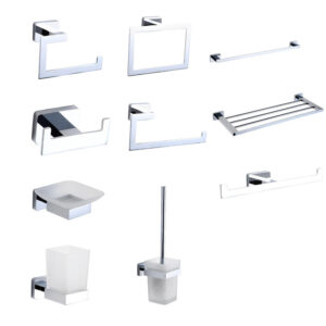 Modern Design Chrome Plated Brass Hardware Set – High-Quality Luxury Bathroom Accessories, Hot Selling for Hotels