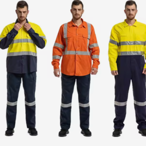 Reflective safety uniform for construction and sanitation workers