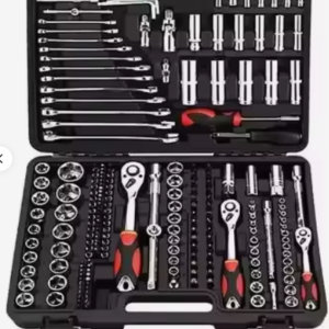 108-piece thick and durable manual tool set - chrome-vanadium steel sleeve set with blow-molded box, suitable for use in workshops and households